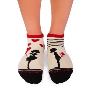 Īsas kokvilnas zeķes "Love" - ​​Krēmkrāsas