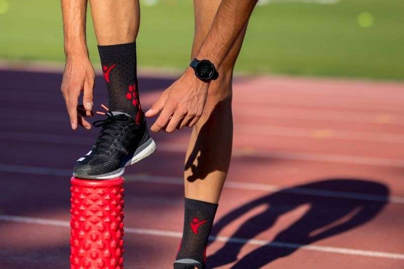 Sporta kompresijas zeķes - antracīta sarkanas - Image 2