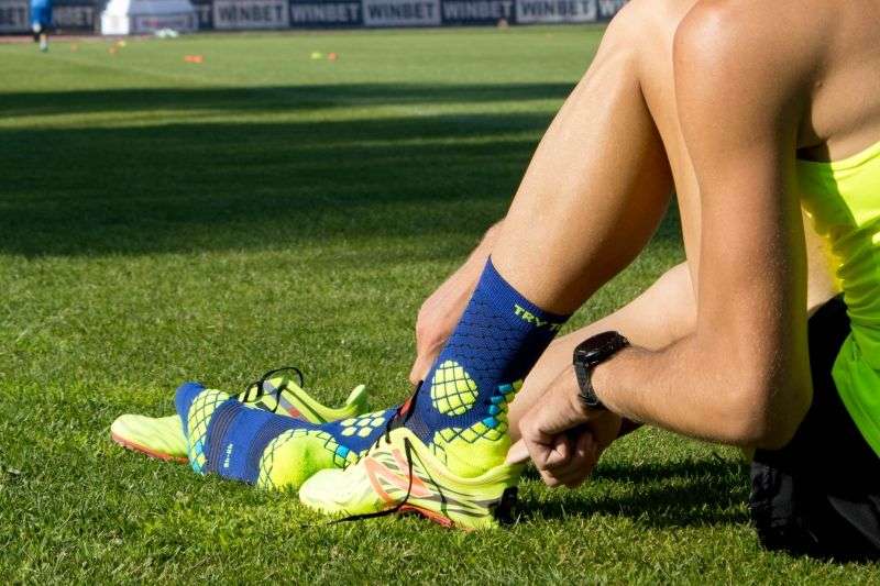 Sporta kompresijas zeķes - zilas-dzeltenas - Image 3