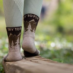 Alternative view of Merino vilnas pārgājienu zeķes ar kalnu āzi - bēšas