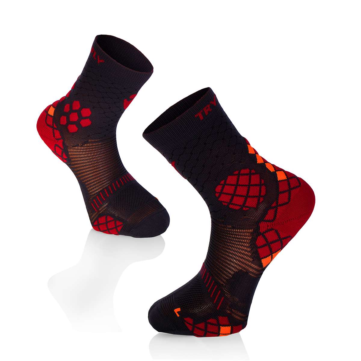 Sporta kompresijas zeķes - antracīta sarkanas